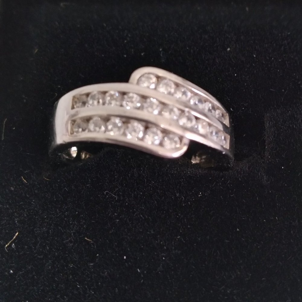 3 Row Sterling Silver Crossover Ring